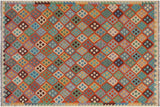 Contemporary Turkish Kilim Josefina Hand-Woven Wool Rug-5'11'' x 8'2''