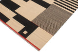 Flat Weave Kilim, Antique, Navaho, Vintage, Handmade, Modern Kilim Beige Black Hand-Woven Rectangle 100% Wool Area Rug 6 x 8