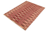 Flat Weave Kilim, Antique, Navaho, Vintage, Handmade, Modern Kilim Beige Pink Hand-Woven Rectangle 100% Wool Area Rug 6 x 9