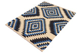 Flat Weave Kilim, Antique, Navaho, Vintage, Handmade, Modern Kilim Beige Blue Hand-Woven Rectangle 100% Wool Area Rug 6 x 9