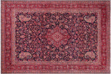 Vintage Antique Tabriz Foster Blue Red Hand Knotted Wool Rug- 9'10'' x 13'4''