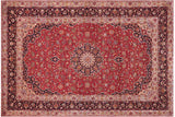 Vintage Antique Kashan Davidson Red Purple Hand Knotted Wool Rug- 9'7'' x 13'7''