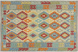 Retro Turkish Kilim Webster Hand-Woven Wool Rug - 5'1'' x 6'7''