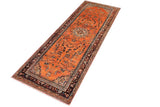 handmade Traditional Tabriz Orange Brown Hand Knotted RUNNER 100% Wool Pile area rug 4x10