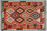 Bohemian Turkish Kilim Yahir Hand-Woven Wool Rug - 3'5'' x 5'0''