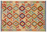 Bohemian Turkish Kilim Gretchen Hand-Woven Wool Rug - 4'2'' x 6'2''