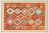 Tribal Turkish Kilim Eden Hand-Woven Wool Rug - 4'2'' x 5'11''