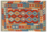 Rustic Turkish Kilim Crystal Hand-Woven Wool Rug - 4'10'' x 6'4''