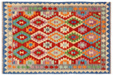 Retro Turkish Kilim Noel Hand-Woven Wool Rug - 5'0'' x 6'3''