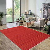 Flat Weave Kilim, Antique, Navaho, Vintage, Handmade, Modern Kilim Red Red Hand-Woven Rectangle 100% Wool Area Rug 6 x 9