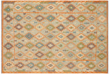 Rustic Turkish Kilim Jade Hand-Woven Wool Rug - 8'3'' x 9'7''