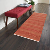 Flat Weave Kilim, Antique, Navaho, Vintage, Handmade, Modern Kilim Pink Orange Hand-Woven Runner 100% Wool Area Rug 3 x 7