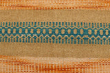 Flat Weave Kilim, Antique, Navaho, Vintage, Handmade, Modern Kilim Orange Blue Hand-Woven Runner 100% Wool Area Rug 3 x 7