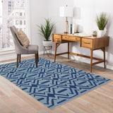 Flat Weave Kilim, Antique, Navaho, Vintage, Handmade, Modern Kilim Blue Blue Hand-Woven Rectangle 100% Wool Area Rug 4 x 6