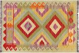 Southwestern Turkish Kilim Arturo Hand-Woven Wool Rug - 2'0'' x 3'2''