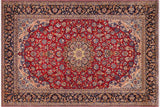 handmade Traditional Kashan Red Blue Hand Knotted RECTANGLE 100% Wool Pile area rug 10x13