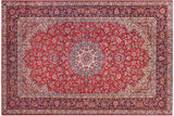 handmade Traditional Kashan Red Blue Hand Knotted RECTANGLE 100% Wool Pile area rug 10x14