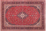 Vintage Antique Kashan Jensen Red Blue Hand Knotted Wool Rug- 9'6'' x 13'3''