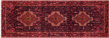 Vintage Antique Tabriz Willie Black Red Hand Knotted Wool Runner- 3'7'' x 10'2''