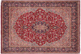 Vintage Antique Kashan Helena Pink Blue Hand Knotted Wool Rug- 10'2'' x 12'9''