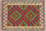 Southwestern Turkish Kilim Aaliyah Hand-Woven Wool Rug - 2'0'' x 2'8''