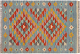 Bohemian Turkish Kilim Olivia Hand-Woven Wool Rug - 1'11'' x 3'0''