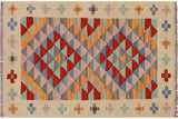 Southwestern Turkish Kilim Akira Hand-Woven Wool Rug - 2'0'' x 3'2''