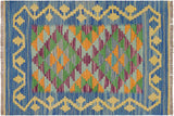 Rustic Turkish Kilim Drew Hand-Woven Wool Rug - 2'3'' x 3'3''