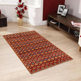 handmade Geometric Balouchi Red Blue Hand Knotted RECTANGLE 100% WOOL area rug 3' x 5'