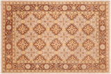 handmade Transitional Kafkaz Beige Brown Hand Knotted RECTANGLE 100% WOOL area rug 6 x 9