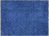 handmade Modern Moroccan Blue Black Hand Knotted RECTANGLE 100% WOOL area rug 8x10