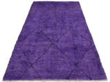 handmade Modern Moroccan Purple Black Hand Knotted RECTANGLE 100% WOOL area rug 6x9