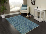 handmade Modern Elara Lt. Blue Ivory Hand Knotted RECTANGLE WOOL&SILK area rug 4x6