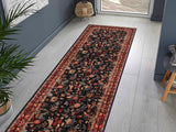 handmade Traditional Basarabian Black Red Hand Knotted RUNNER 100% WOOL area rug 3x12