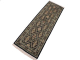 handmade Traditional Tabriz Black Green Hand Knotted RUNNER 100% WOOL area rug 3x8