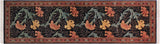 Carnation Pak Persian Rowena Black/Pink Wool Runner - 2'7'' x 7'9''