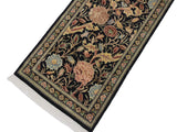 handmade Traditional Kamal Black Blue Hand Knotted RUNNER 100% WOOL area rug 3x10