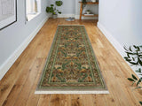 handmade Traditional Hamjolie Taupe Green Hand Knotted RUNNER 100% WOOL area rug 3x10