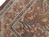 handmade Traditional Gulab Brown Blue Hand Knotted RUNNER 100% WOOL area rug 3x8