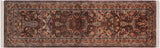 Gulab Pak Persian Brandie Brown/Blue Wool Runner - 2'7'' x 8'1''