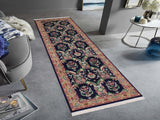 handmade Traditional Kashan Blue Gold Hand Knotted RUNNER 100% WOOL area rug 3x10