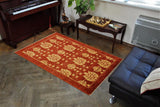 handmade Transitional Kafkaz Chobi Ziegler Red Gold Hand Knotted RECTANGLE 100% WOOL area rug 4 x 6