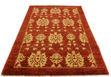 handmade Transitional Kafkaz Chobi Ziegler Red Gold Hand Knotted RECTANGLE 100% WOOL area rug 4 x 6