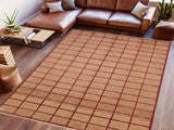 Modern Gabbeh Bess Tan/Aubergine Wool Rug - 7'10'' x 9'8''