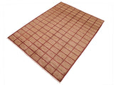 Modern Gabbeh Bess Tan/Aubergine Wool Rug - 7'10'' x 9'8''