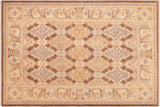 Classic Ziegler Maxima Brown Beige Hand-Knotted Wool Rug - 6'0'' x 8'10''