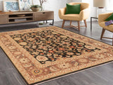 handmade Transitional Antique Charcoal Green Hand Knotted RECTANGLE 100% WOOL area rug 9x12