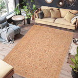 handmade Transitional Kafkaz Chobi Ziegler Beige Tan Hand Knotted RECTANGLE 100% WOOL area rug 6 x 9