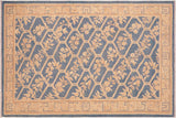 Shabby Chic Ziegler Danniell Blue Tan Hand-Knotted Wool Rug - 5'10'' x 9'2''