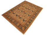 handmade Traditional Antique Tan Green Hand Knotted RECTANGLE 100% WOOL area rug 7x10